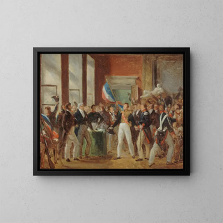 Louis-Philippe painting swearing allegiance at the City Hall on July 31, 1830 - Anonymous — framed artwork on a wall