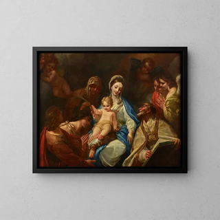 Madonna with Child, Saints, and Angels - Anonymous — framed artwork on a wall