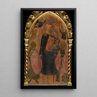 Reproduction of the painting Virgin with angels and saints - Anonymous