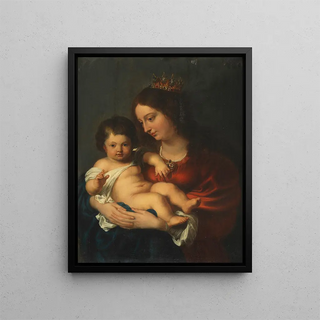 La Madone bénissant l'enfant Jésus - Anonymous — framed artwork on a wall