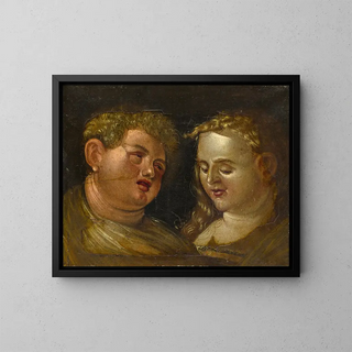 Male and Female Head - Anonymous — framed artwork on a wall
