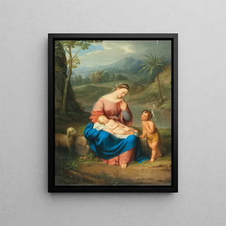Marie with Jesus and John - Anonymous — framed artwork on a wall