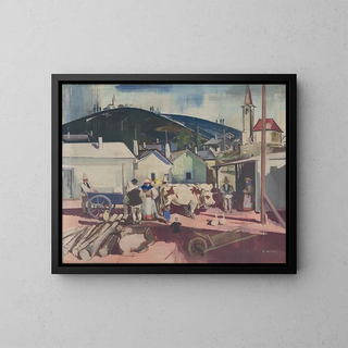 Mexican countryside painting - Anonymous — framed artwork on a wall