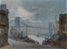 the New York scene painting of the Brooklyn Bridge, opened in 1883, with South Street in the foreground - Anonymous — artwork view
