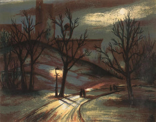 Night scene of an urban park - Anonymous — artwork view