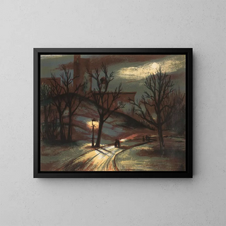 Night scene of an urban park - Anonymous — framed artwork on a wall