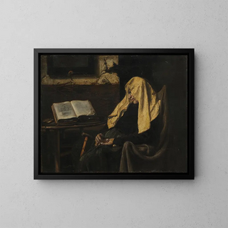 an elderly woman sleeping - Anonymous — framed artwork on a wall