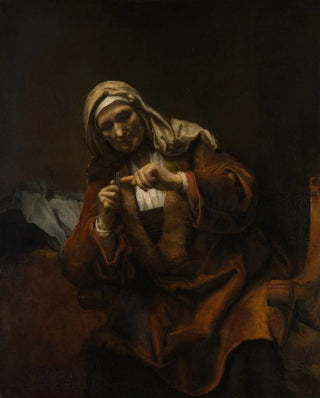 Old woman trimming her nails - Anonymous — artwork view