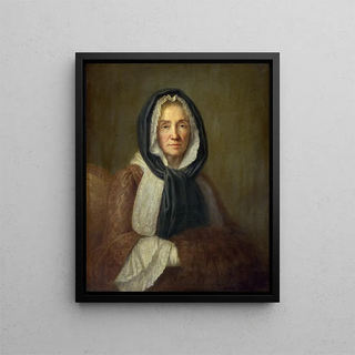 Old woman with a muff - Anonymous — framed artwork on a wall