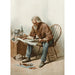 Old man sitting on a chair reading a newspaper - Anonymous — artwork view
