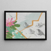 Partial depiction of pink flowers and green leaves - Anonymous — framed artwork on a wall