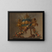a perfume burner supported by cherubs and serpents, decorated with flowers - Anonymous — framed artwork on a wall