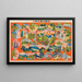 Board game and dice, instruments of war in the current world Gensekai gunki sugoroku - Anonymous — framed artwork on a wall