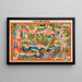 Board game and pictorial dice sugoroku, modern war instruments - Anonymous — framed artwork on a wall