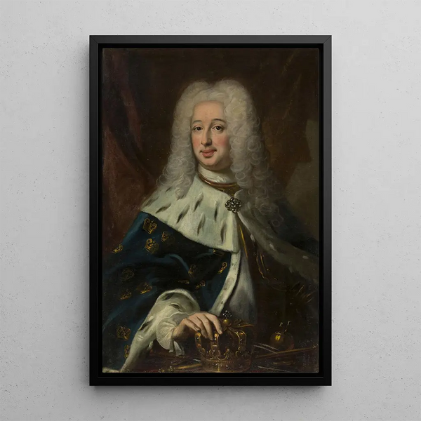 Portrait of Frederick I 1676-1751 King of Sweden in 1720-1751 - Anonymous — framed artwork on a wall