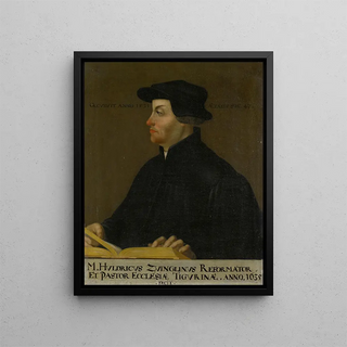 Portrait of Huldrich Zwingli - Anonymous — framed artwork on a wall