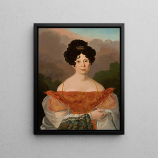 Portrait Painting of Joanna Grudzińska - Anonymous — framed artwork on a wall
