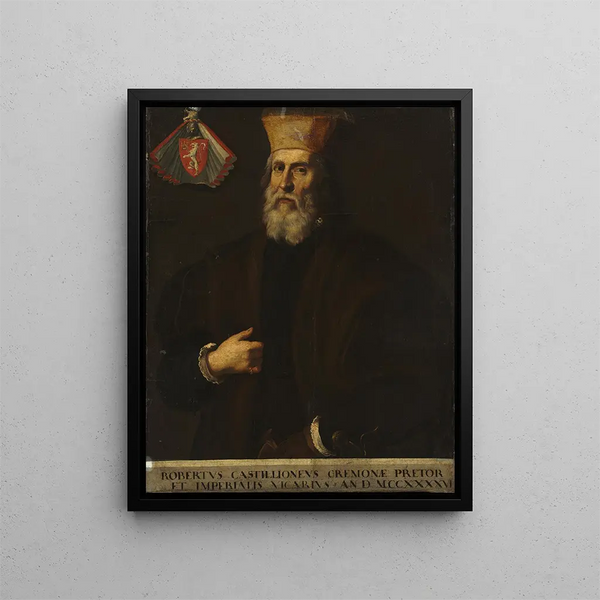 Portrait Painting of Roberto Castiglione - Anonymous — framed artwork on a wall