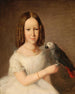 Portrait of a girl with a gray parrot - Anonymous — artwork view
