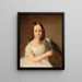 Portrait of a girl with a gray parrot - Anonymous — framed artwork on a wall
