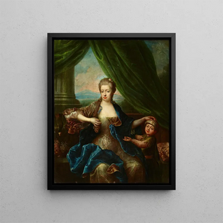 Portrait of a Lady with a Child - Anonymous — framed artwork on a wall