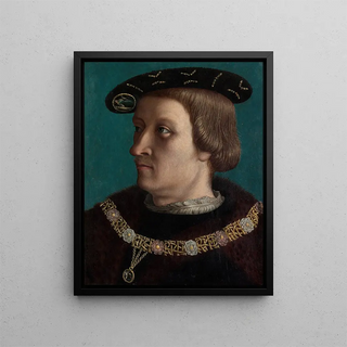 Portrait of a man wearing the Order of the Annunziata of Savoy - Anonymous — framed artwork on a wall