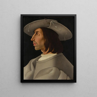 Portrait of a man in profile - Anonymous — framed artwork on a wall