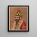 Portrait of a man with a turban adorned with jewelry - Anonymous — framed artwork on a wall