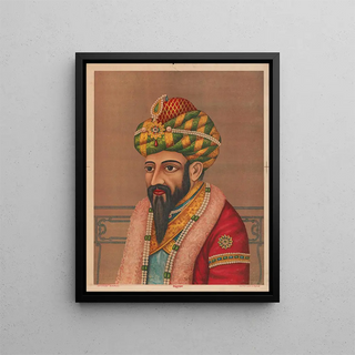 Portrait of a man with a turban adorned with jewelry - Anonymous — framed artwork on a wall