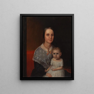 Portrait of a Mother and Her Child - Anonymous — framed artwork on a wall