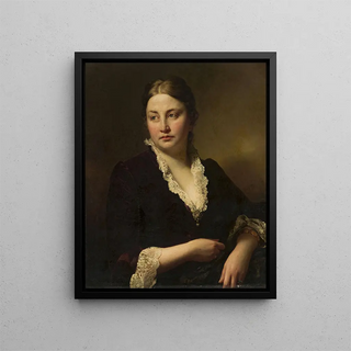 Portrait of a young woman, Johana Fren von Tschamer - Anonymous — framed artwork on a wall