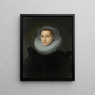 Portrait of Elisabeth Janssens de Bisthoven - Anonymous — framed artwork on a wall