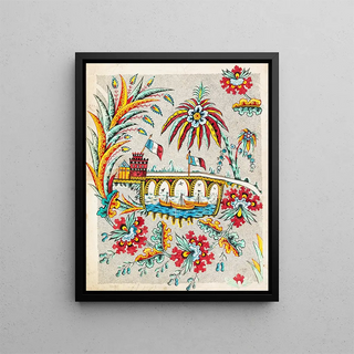 Proof of design for a printed textile - Anonymous — framed artwork on a wall