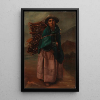 Quechua girl painting - Anonymous — framed artwork on a wall