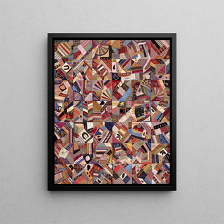 Crazy Quilt Top Pattern Painting - Anonymous — framed artwork on a wall