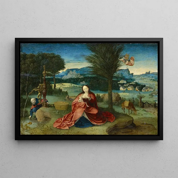 Repos pendant la fuite en Égypte - Anonyme — framed artwork on a wall