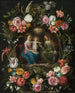 Saint Anne with the Virgin Mary and the Infant Jesus within a circle of flowers - Anonymous — artwork view