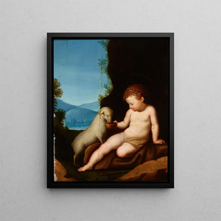 Saint Jean-Baptiste abreuvant l'agneau - Anonymous — framed artwork on a wall