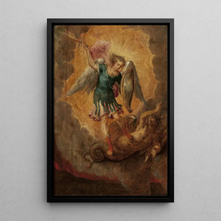Reproduction of the painting Saint Michael Archangel attacking the dragon - Anonymous