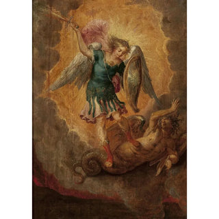 Reproduction of the painting Saint Michael Archangel attacking the dragon - Anonymous