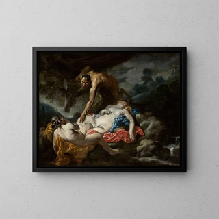 Satyr and Nymphs - Anonymous — framed artwork on a wall