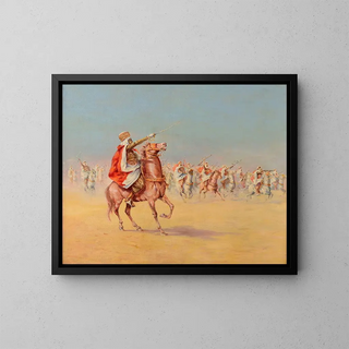 Orientalist Battle Scene - Anonymous — framed artwork on a wall