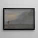 Marine painting with boats at dusk - Anonymous — framed artwork on a wall