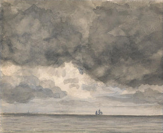 Marine painting with a ship and a sky overlooking - Anonymous — artwork view