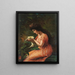 a seated woman looking at a calla lily - Anonymous — framed artwork on a wall