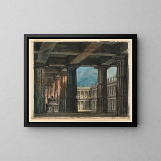 Conception de scène: loggia et cour intérieure classiques - Anonyme — framed artwork on a wall