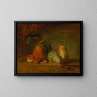 Still life with pears - Anonymous — framed artwork on a wall