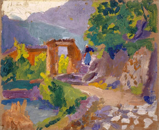 Route pierreuse dans une vallée montagneuse - Anonyme — artwork view