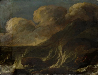 Stormy Sea Painting with Fishermen - Anonymous — artwork view