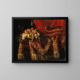 Luxurious still life with fruits - Anonymous — framed artwork on a wall